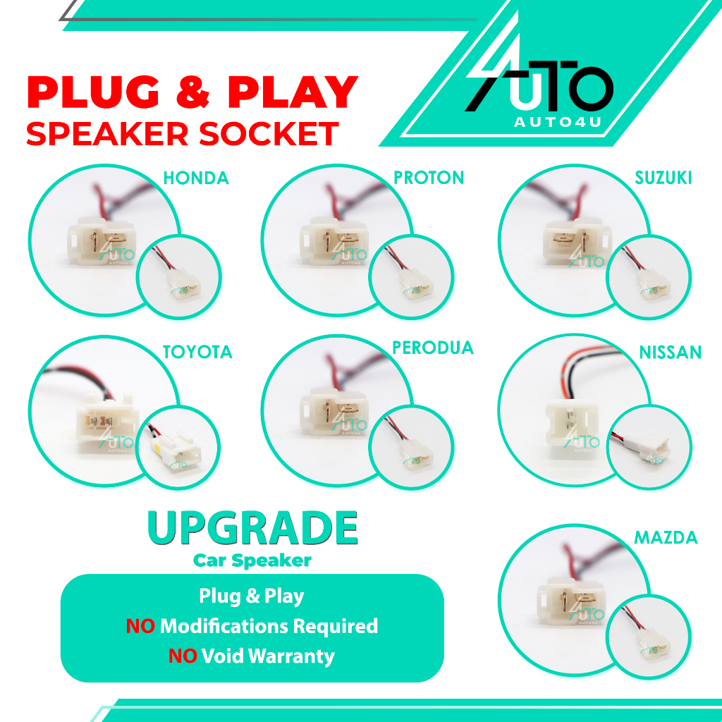 Speaker Socket Kit Plug Play Accessories Honda Perodua Proton Toyota Mazda Suzuki Speaker