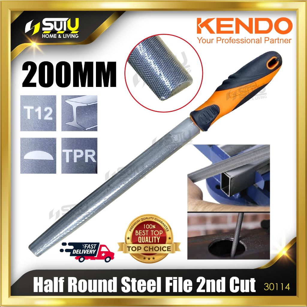 KENDO 30114 200MM Half Round Steel File 2nd Cut | Shopee Malaysia