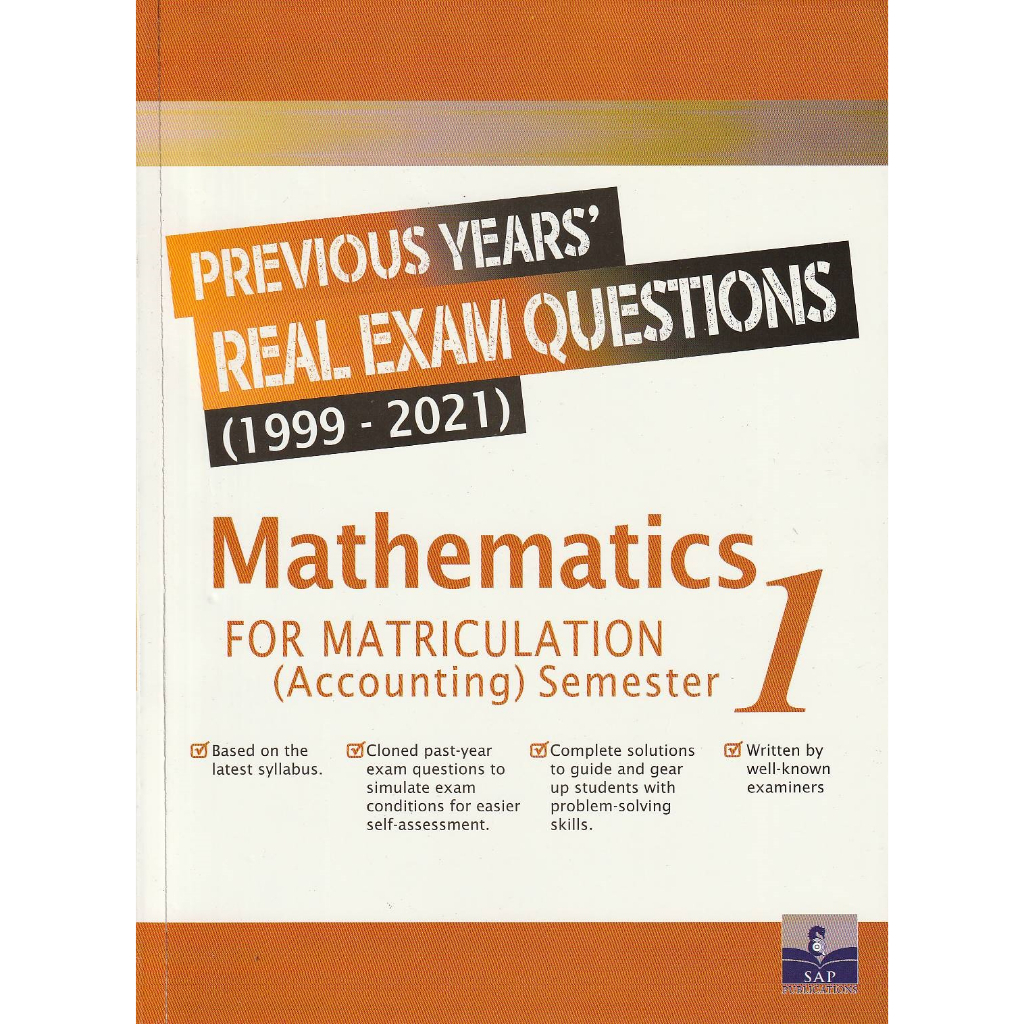 MATHEMATICS FOR MATRICULATION (ACCOUNTING) SEM 1 ( PREVIOUS YEARS' REAL ...