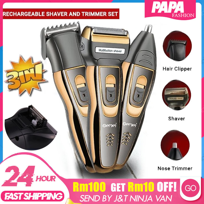 Rechargeble Hair Clipper Nose Trimmer 3 in 1Hair Trimmer GM-566 Beard ...