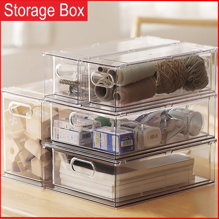 Desk Organizer,Stackable Organizer Drawers, Clear Desk Storage Box ...
