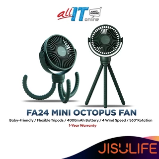 JISULIFE FA24 Mini Octopus Fan / Baby-Friendly / Flexible Tripods / 4000mAh Battery / 4 Wind Speed / 360°Rotation