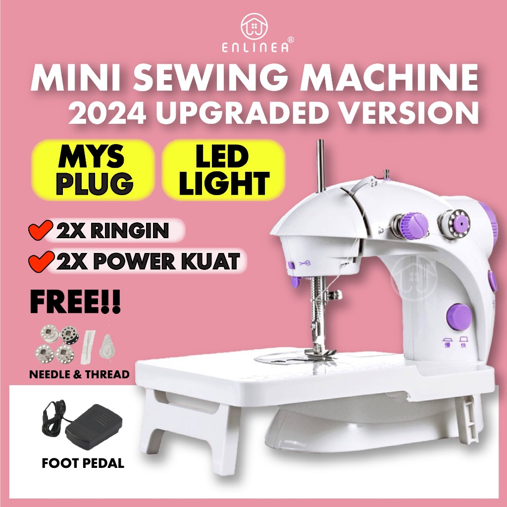 Portable Mini Sewing Machine 4 in 1 Dual Speed with LED Light/ Mesin