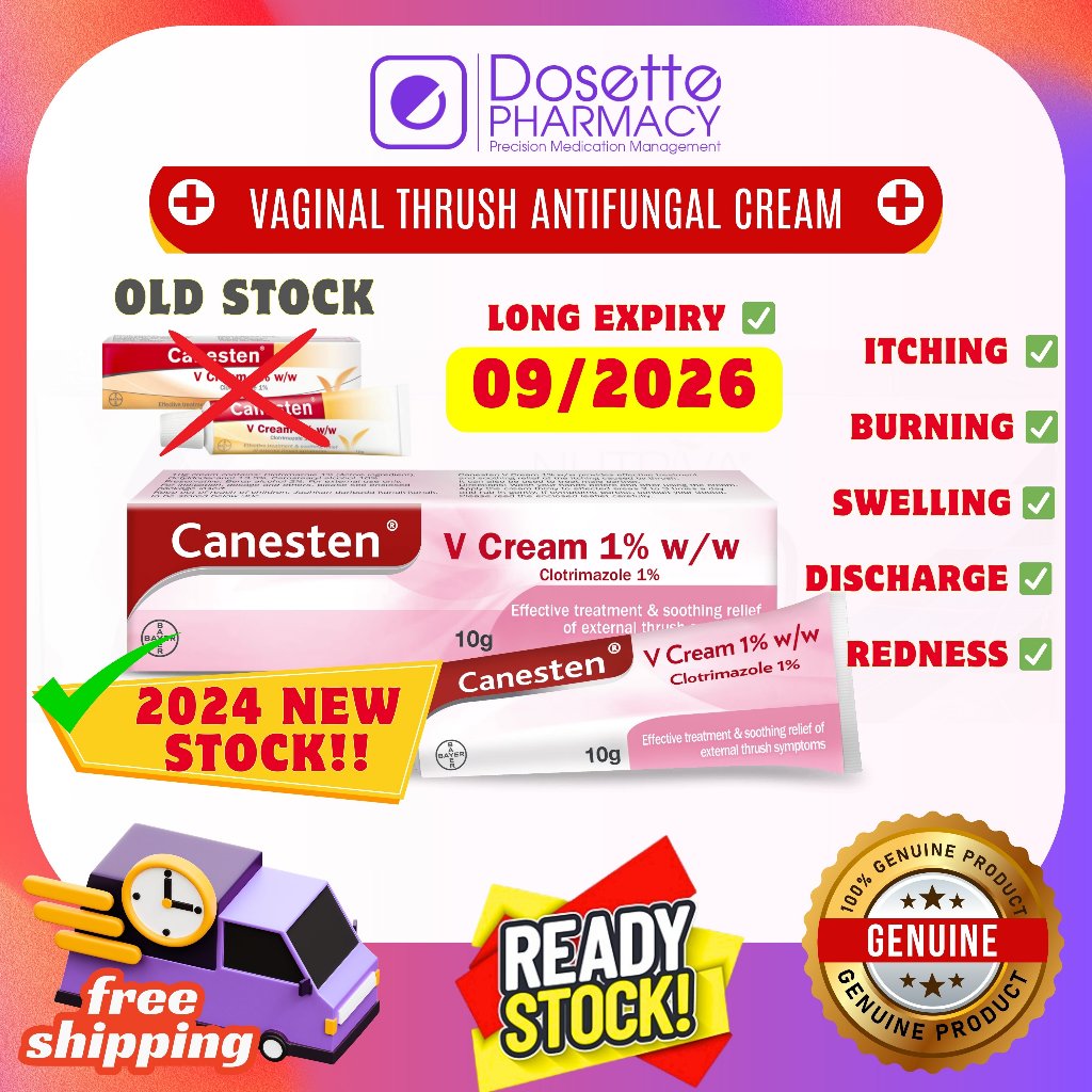 CANESTEN V CREAM 10g VAGINAL THRUSH, CANDIDIASIS, JANGKIT KULAT FARAJ