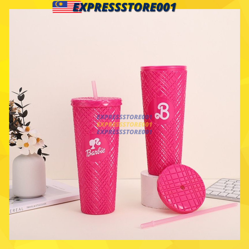 Barbie Tumbler Typo Metal Smoothie Cup Stainless Steel with Straw Lid