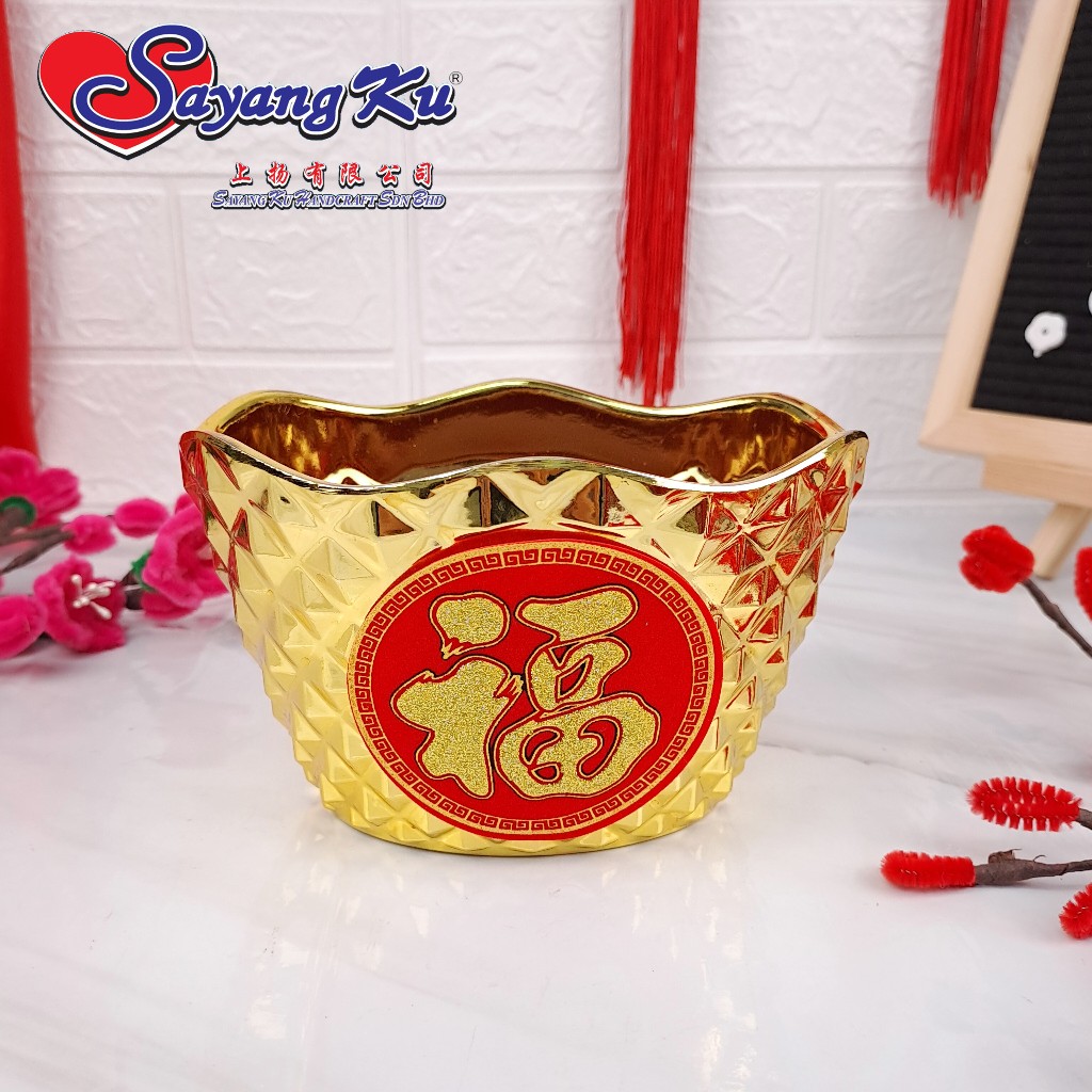 [2024 新年/新年裝飾] 元宝 2024 Chinese New Year Vase Yuanbao ( Gold ) Shopee