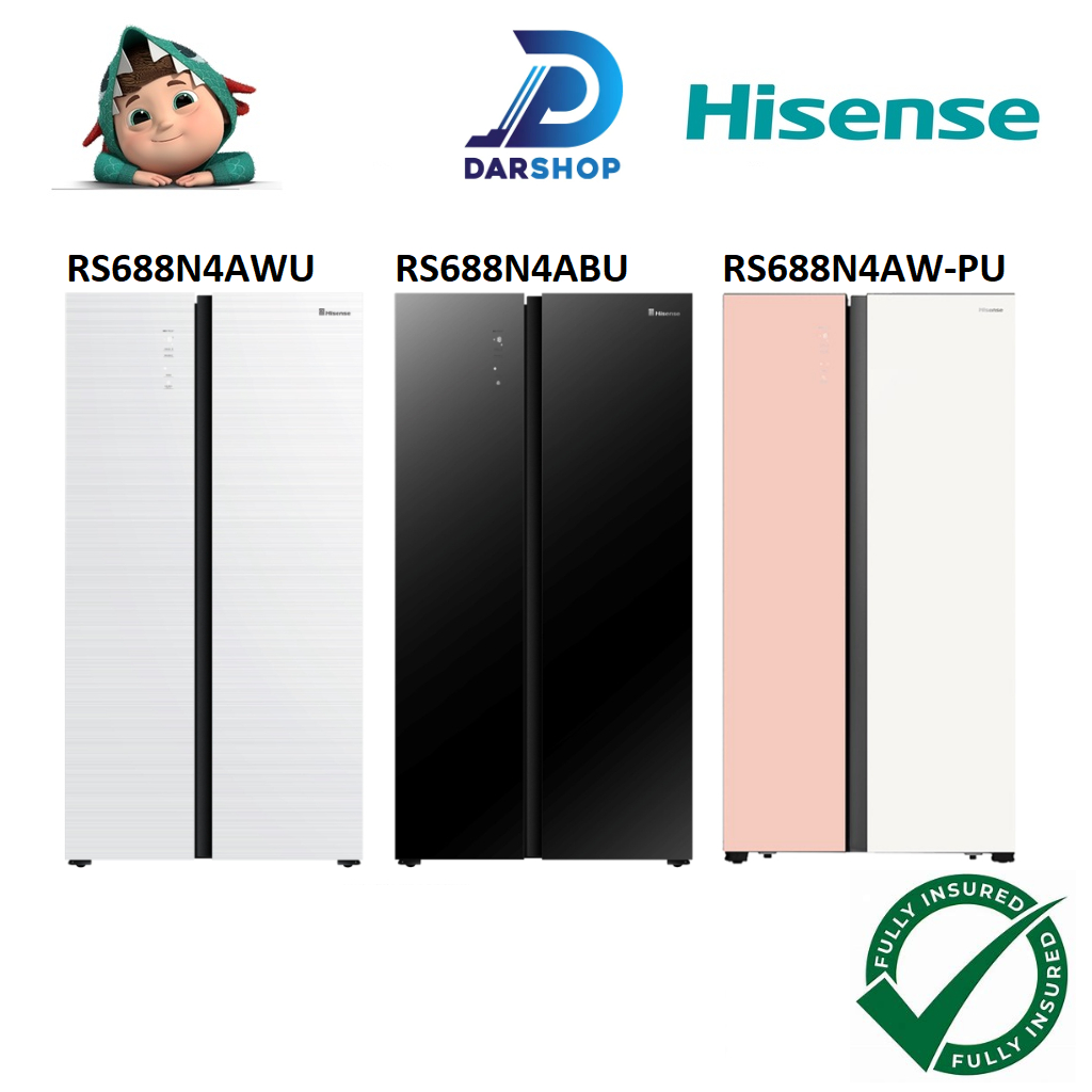 Hisense Refrigerator 620L Glass Door Inverter Side by Side Fridge