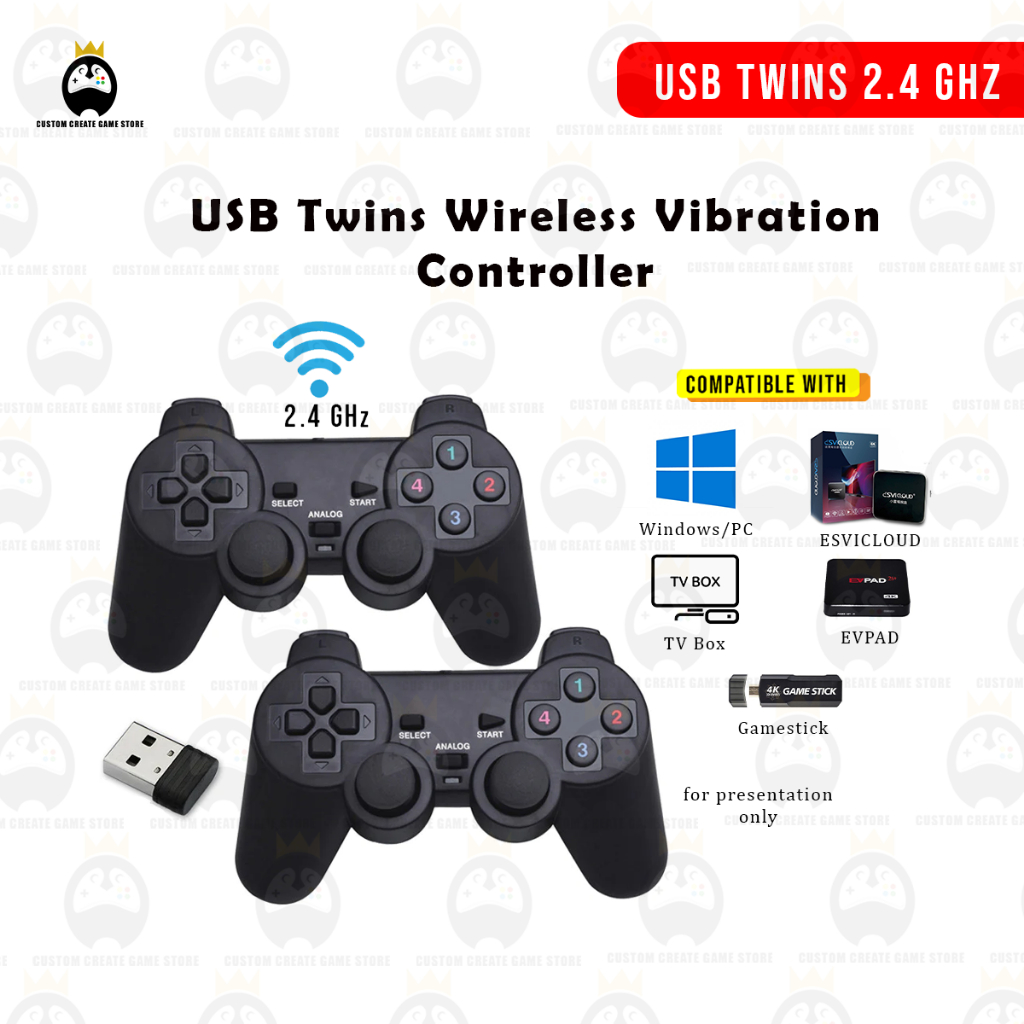 PC Wireless Vibration Controller USB Twins 2.4GHZ COMPACTIBLE PC TVBOX