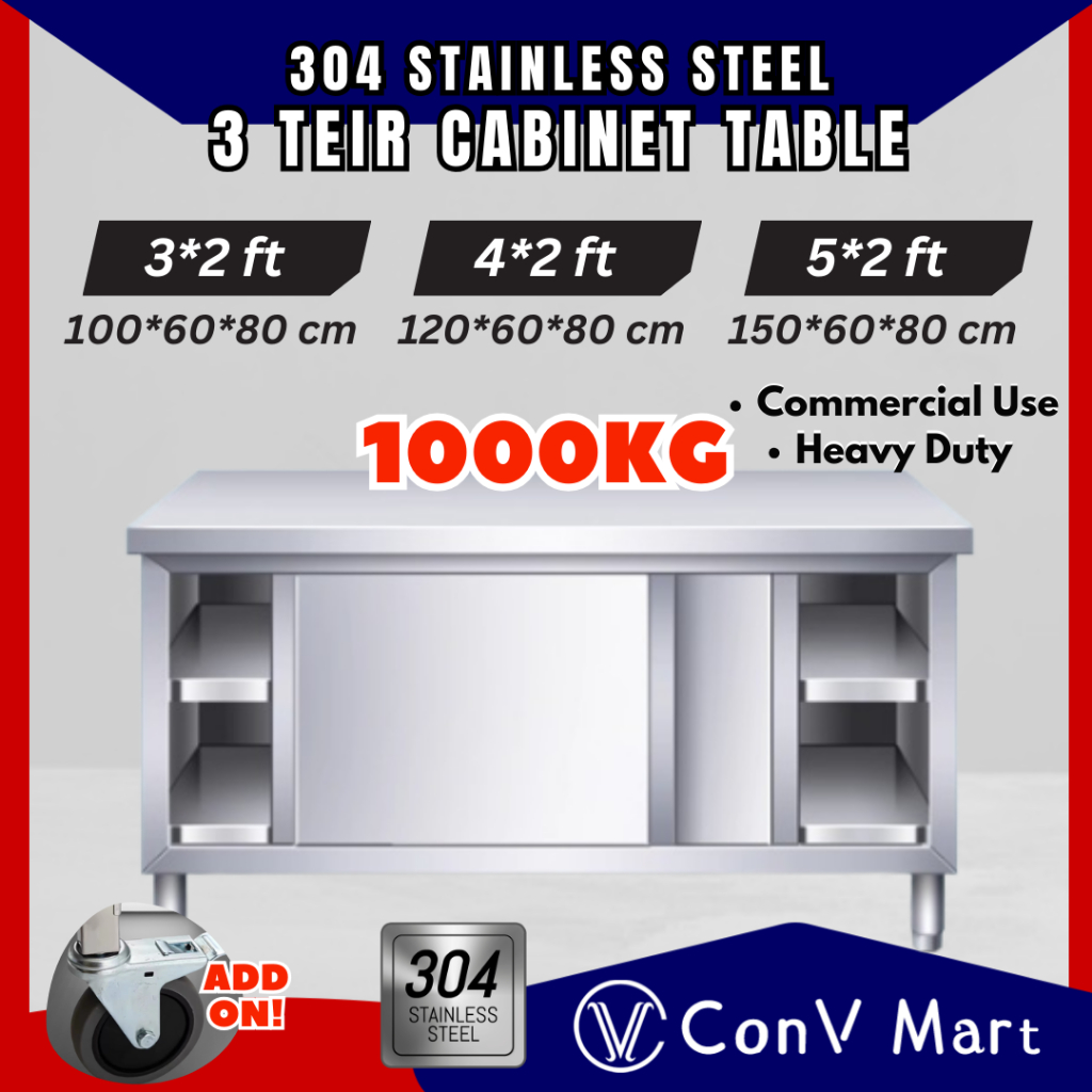 100/120/150/180*60cm (3/4/5FT) 304 Stainless Steel Cabinet Sliding Door ...