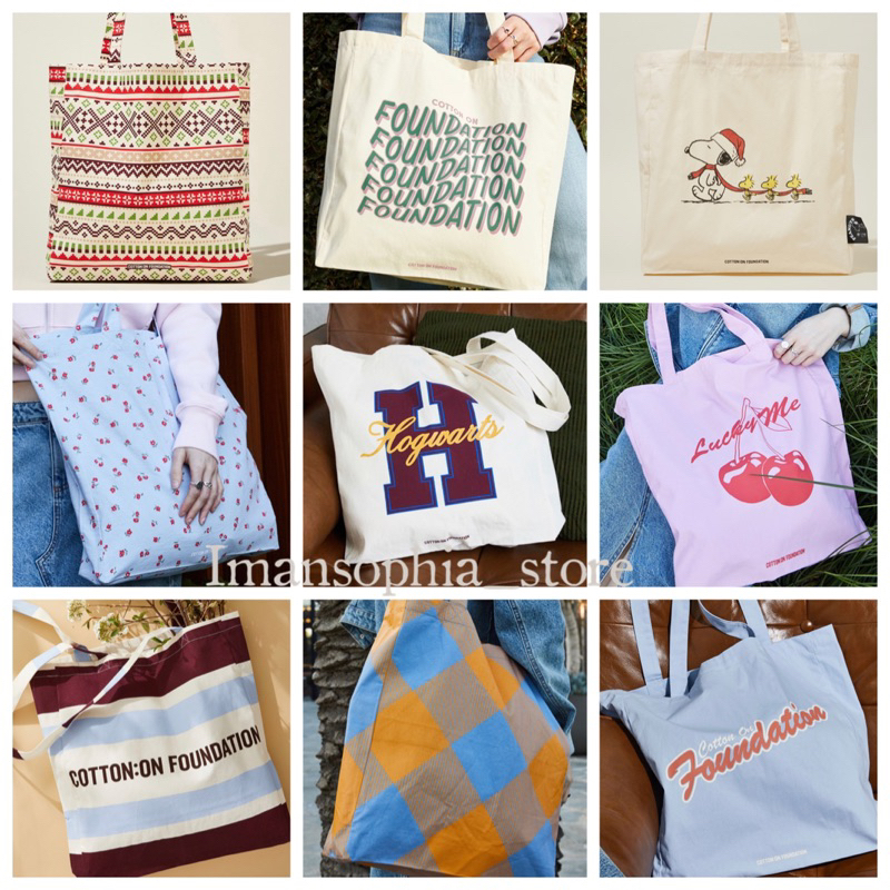 COTTON ON Tote Bag Student Bag Canvas Tote Bag Wellness Sport PGMall