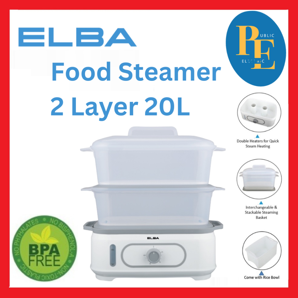 ELBA Food Steamer EFSM2028(WH) 2 Layer of Interchangable Steam