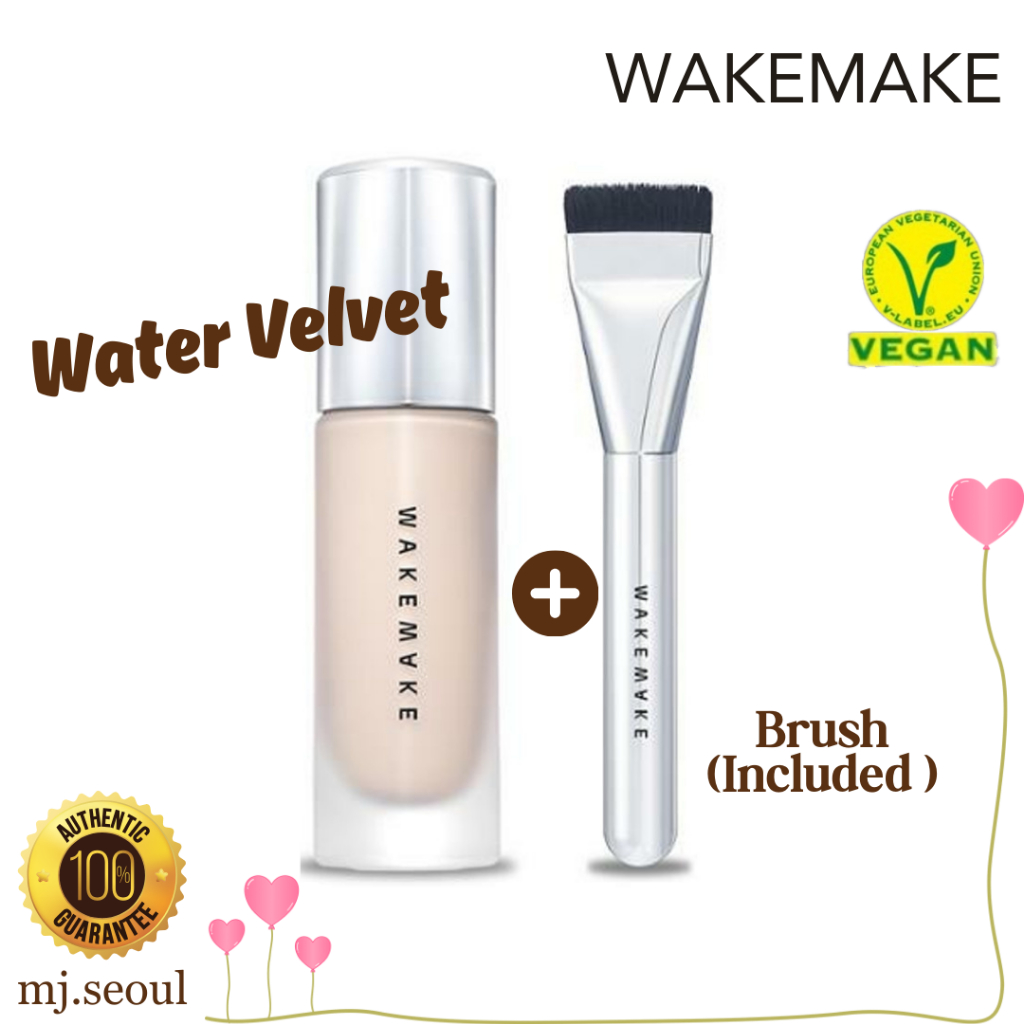WAKEMAKE WATER VELVET FOUNDATION + BRUSH LIMITED EDITION SET Shopee