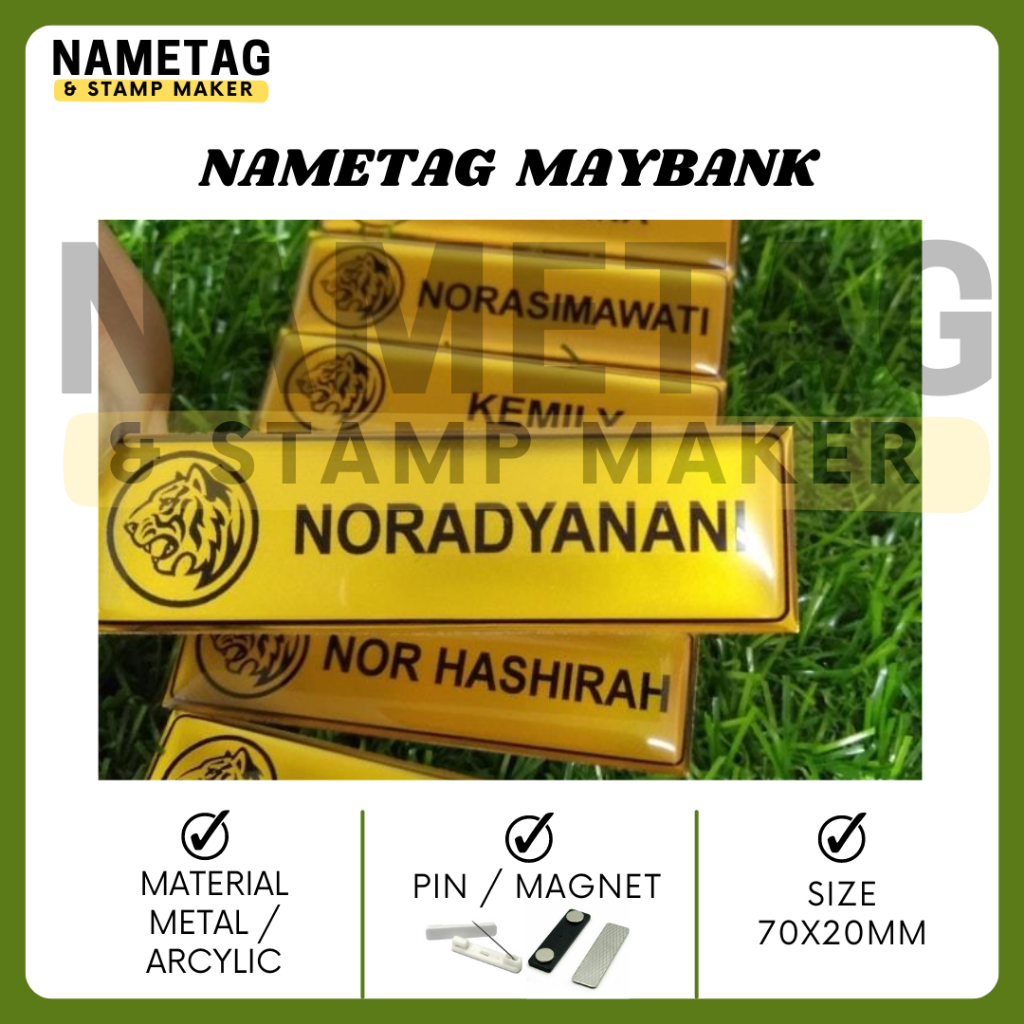 NAMETAG EPOXY LOGO MAYBK ARCYLIC / METAL 70X20MM | Shopee Malaysia