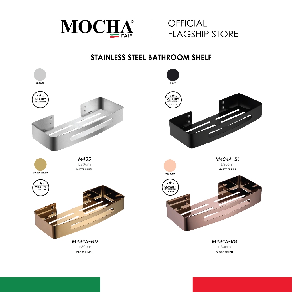 MOCHA SUS304 Bathroom Shelf M495 stainlesss steel shelf rak tandas ...