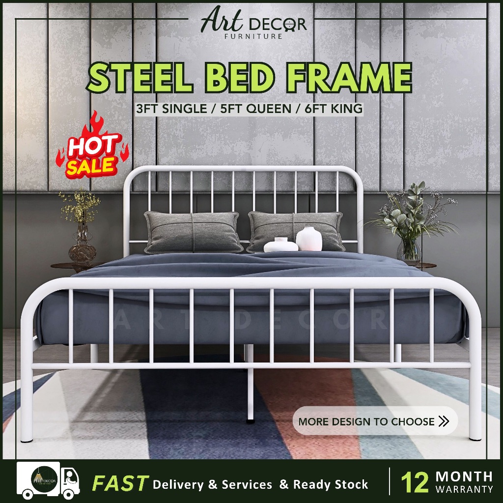 🔥READY STOCK🔥5/6/3ft Queen/ King/Single Bed Frame Katil Besi Queen