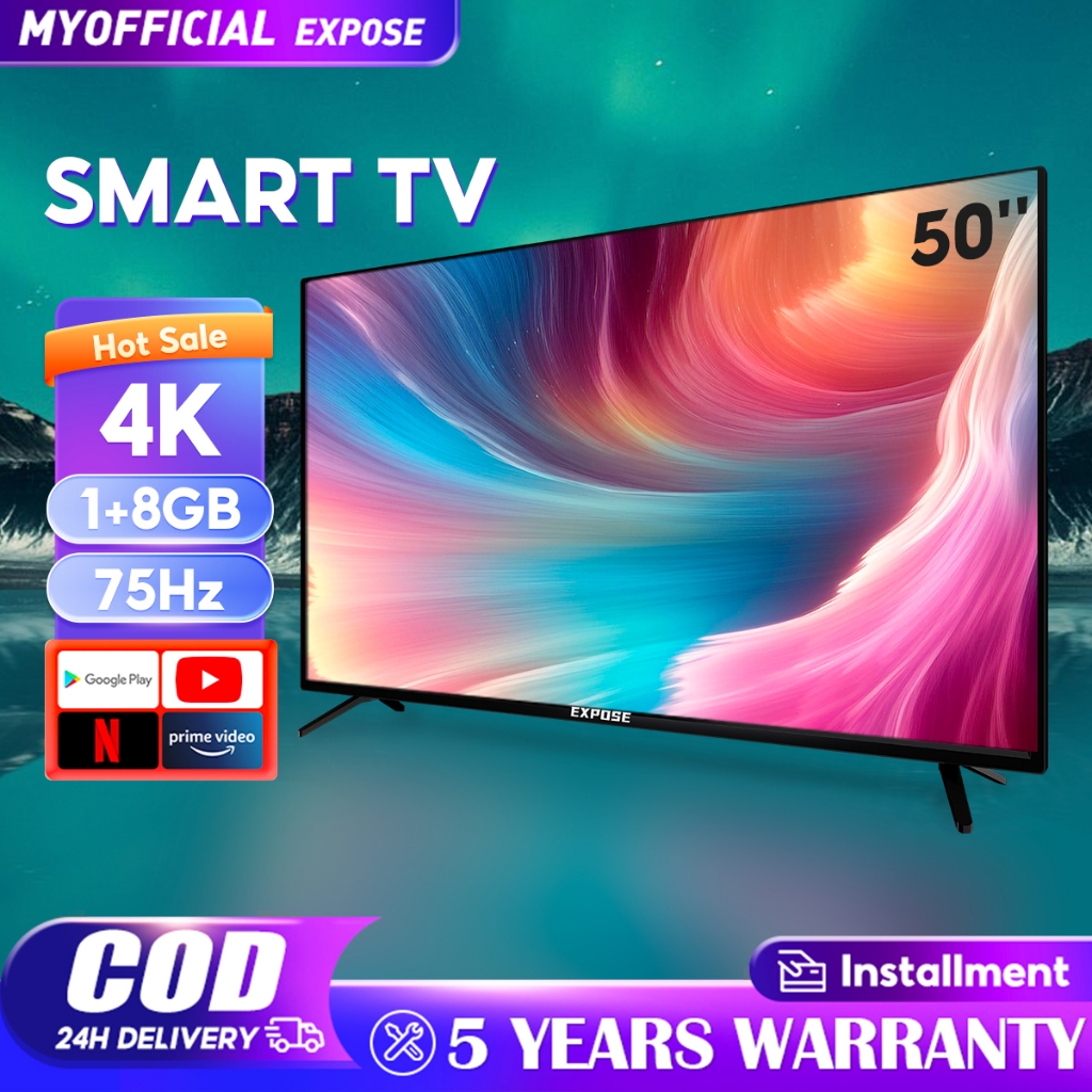 Smart TV 50 Inch Android TV 4K TV Android 12.0 EXPOSE LED Television 43