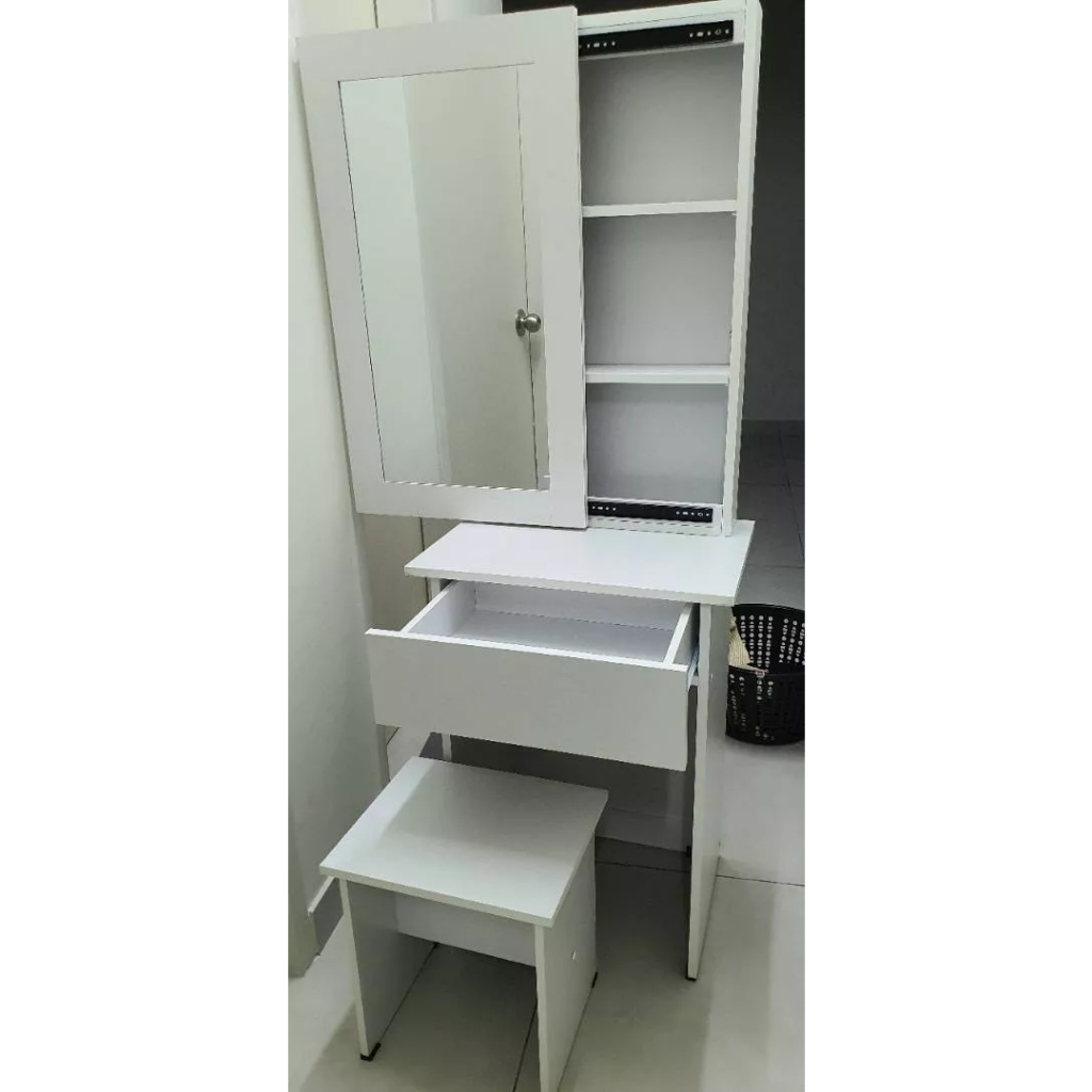 MF White Meja Makeup Table Dressing Table With Mirror Meja Mekap Meja ...