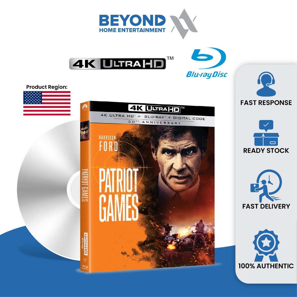 Patriot Games [4K Ultra HD + Bluray] Blu Ray Disc High Definition