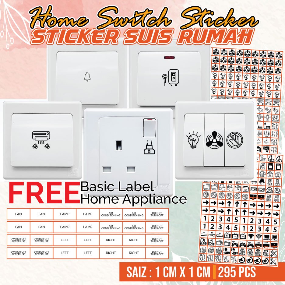 Sticker Switch Label (295pcs) Transparent Wall Switch Panel | Shopee ...