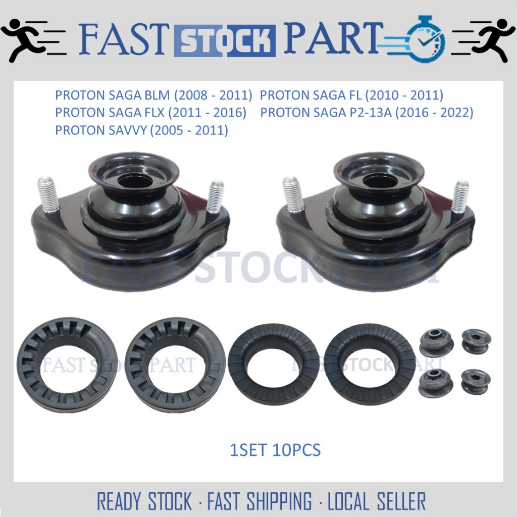 1SET 10PCS REAR ABSORBER MOUNTING /BUSH/COIL SPRING RUBBER PROTON SAGA