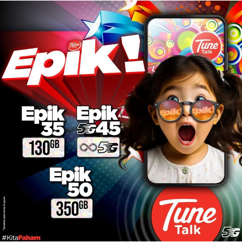 Tune Talk Sim Kad EPIK Original 5G+4G Unlimited Shopee Malaysia