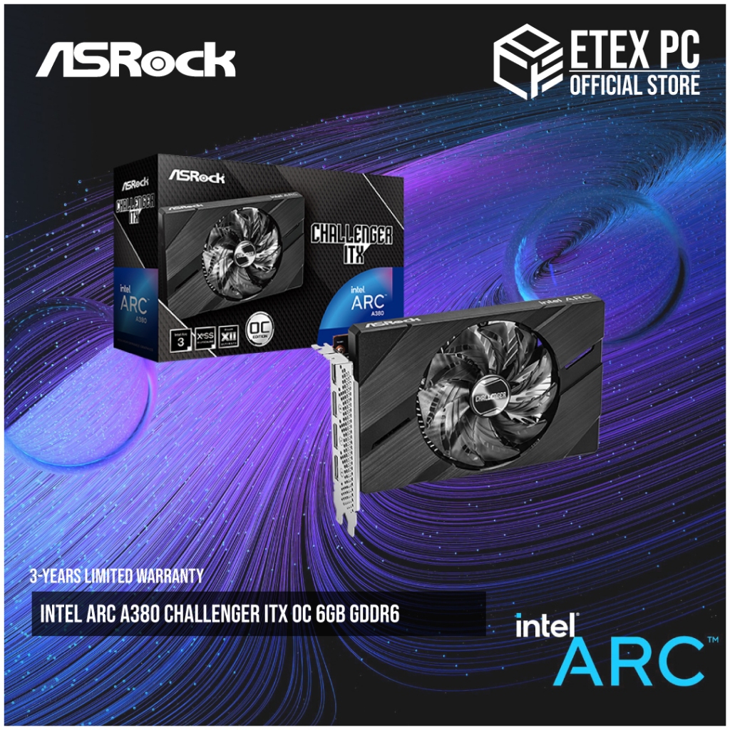 ASRock Intel ARC A380 Challenger ITX OC 6GB GDDR6 # A380 CLI 6GO ...