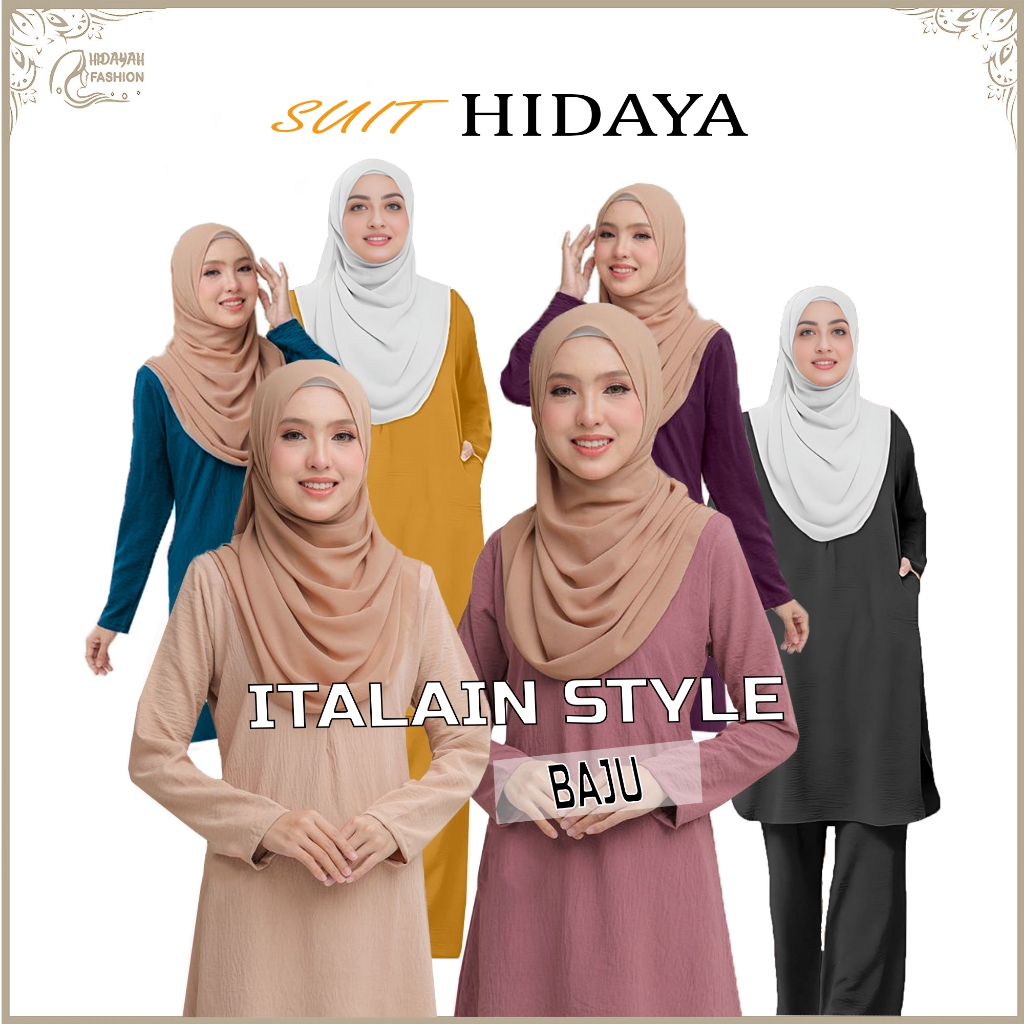 Suit Hidaya Cey Italian Cotton Long Sleeve Side Pockets Set