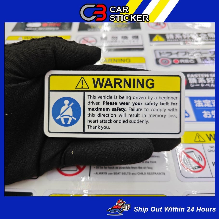 WARNING PLEASE WEAR YOUR SAFETY BELT CAR INTERIOR STICKER / W129 ...