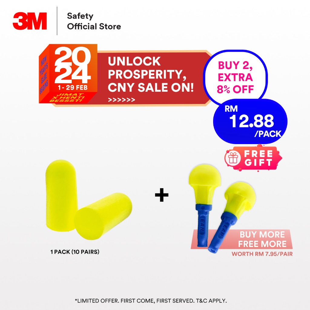 3M 3121250 EARsoft™ Yellow Neons™ Uncorded Foam Disposable Earplugs