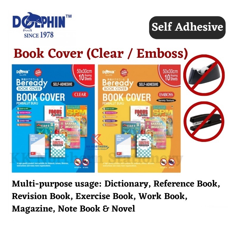 Dolphin Self Adhesive Book Cover Wrapper Pembalut Buku 10 sheets (3 ...