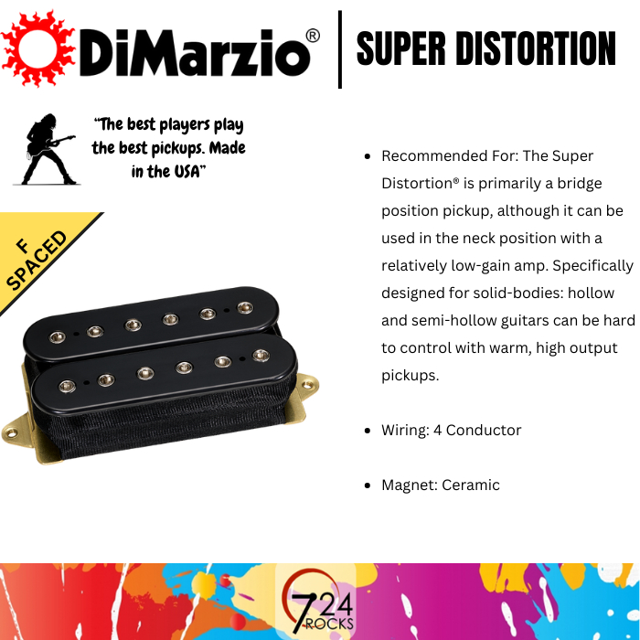 Dimarzio Pickups DiMarzio DP100FBK Super Distortion F-Spaced Pickup ...