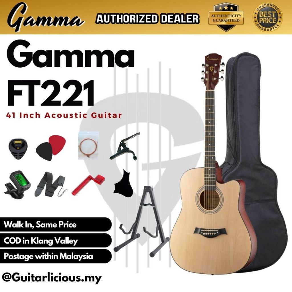 GAMMA Series 41 inch Acoustic Guitar FT221 6 strings (EBGDAE) Free bag