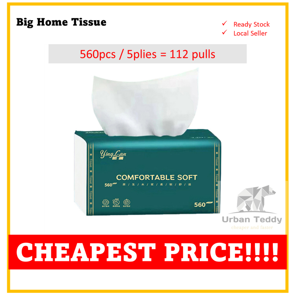 [Ready Stock] 560pcs 5ply Big Pack Home Tissue/Facial Tissue | Shopee ...