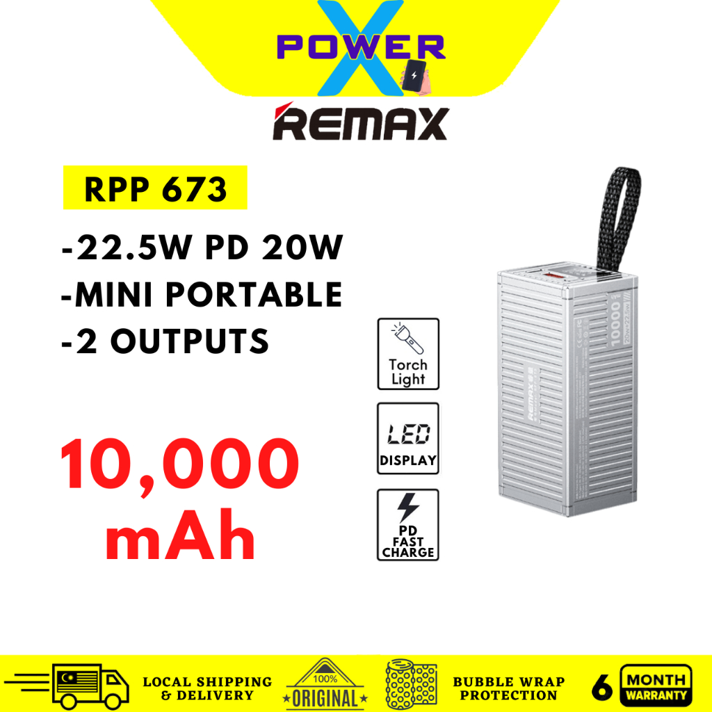 Remax RPP-673 10000mAh QC 22.5W PD 20W Super Fast Charge Powerbank SCP ...