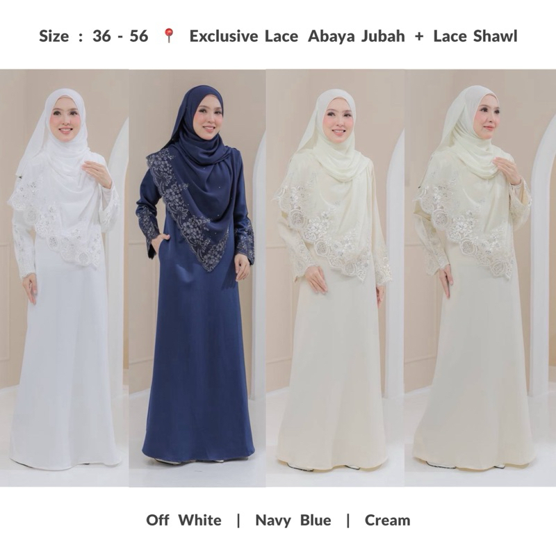 [ 36 - 56 ] Lace Jubah + Lace Shawl . Jubah Abaya Lace . Lace Jubah ...