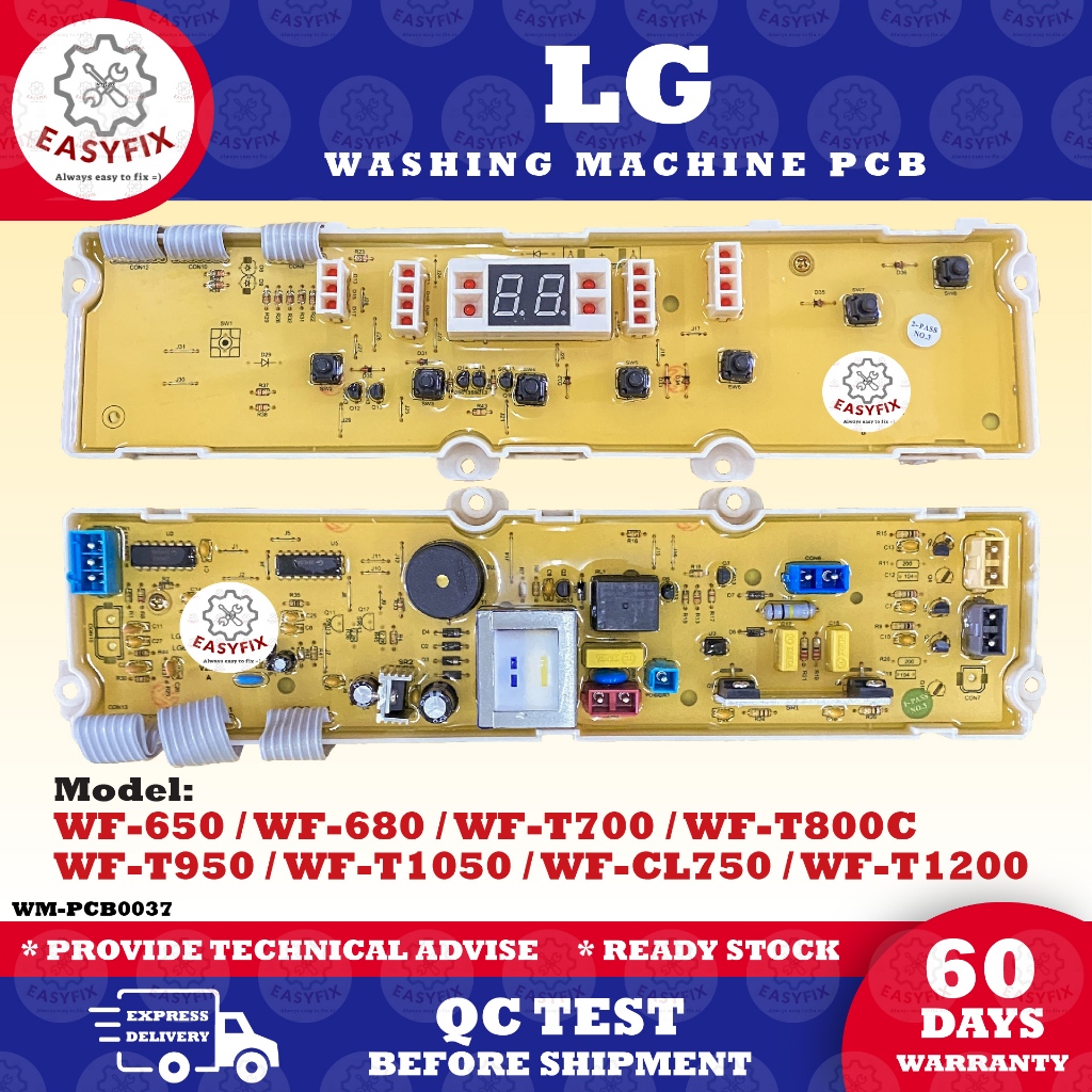 WF-650 / WF-680 / WF-T700 / WF-T800C / WF-T950 LG WASHING MACHINE PCB ...