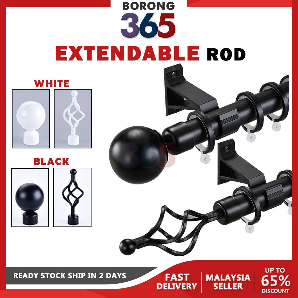 [FULL SET] Extendable Curtain Rod Adjustable Rod Set Hook Eyelet