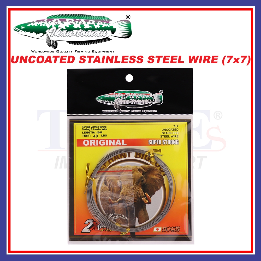 10M Ikan Toman Uncoated Wire Stainless Steel Wire 7x7 For Big Game