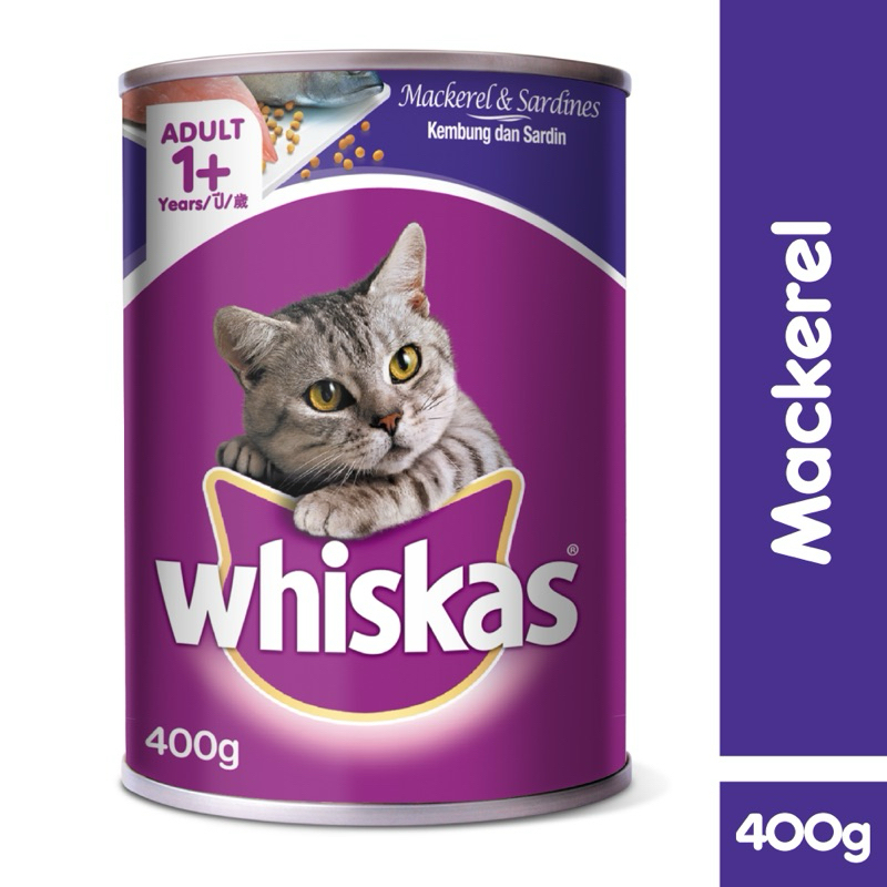 WHISKAS Wet Food for Cat Cat Canned Food in Mackerel Sardine Flavor 400g Cat Food Wet Food for Adult Cats