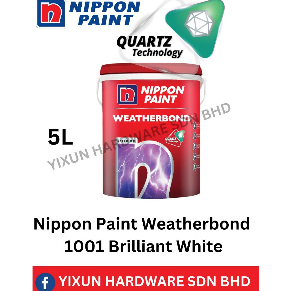 5L Nippon Paint Weatherbond Ultimate 1001 Brilliant White With Quartz ...