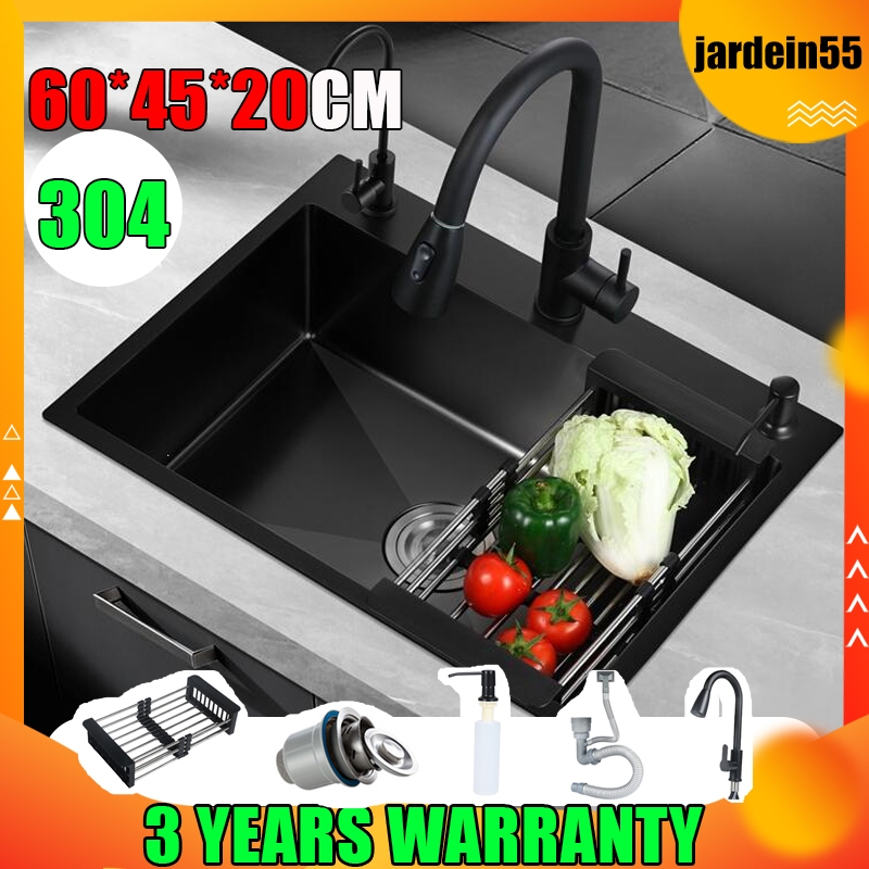 Year Warrantysinki Dapur Moden Stainless Steel Kitchen Sink Nano Black Single Sinki Dapur