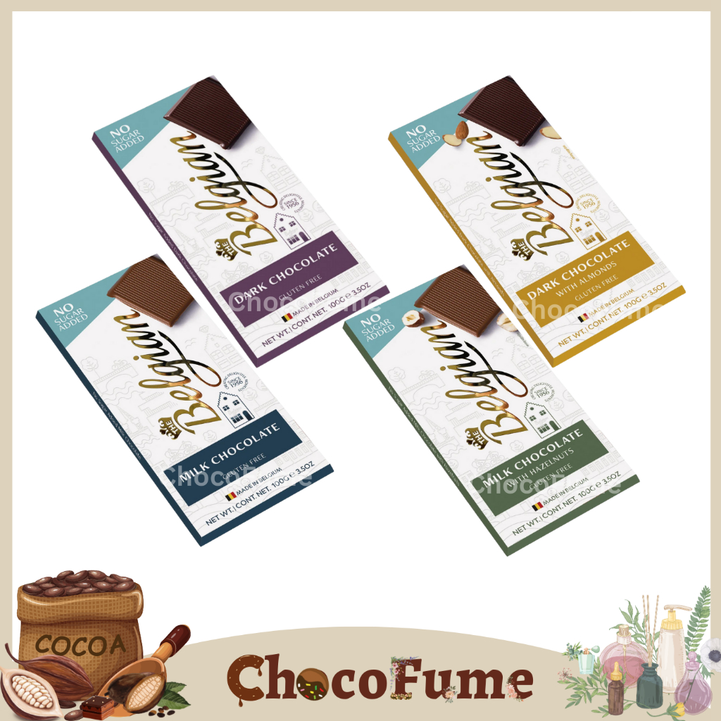 Belgian no sugar added bar chocolate 100g shopee malaysia