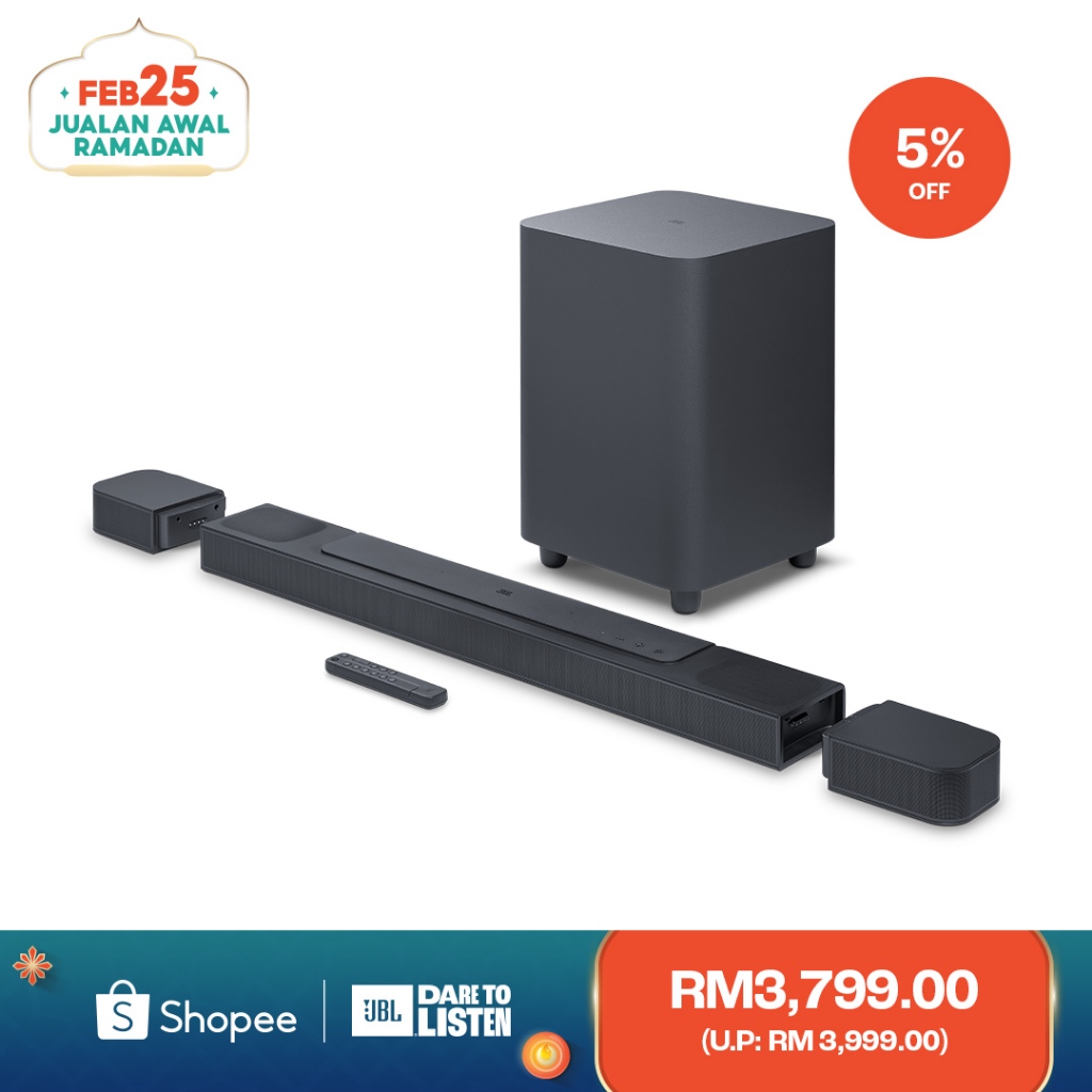 JBL 720 W 5.1.2-Channel Soundbar With Detachable Surround Speakers with  Dolby Atmos, Black, BAR800 Online at Best Price, Home Theatre
