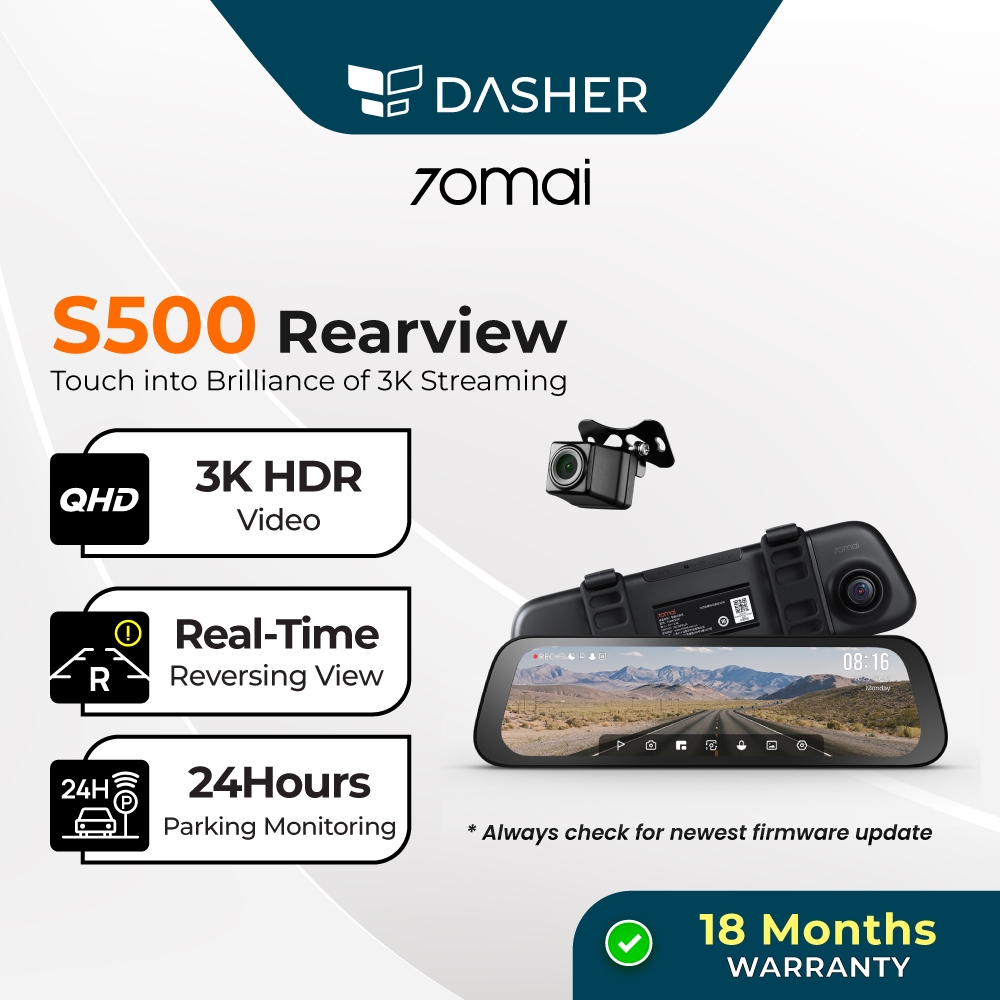 [New Launch] 70mai S500 Rearview Dashcam Wide with Night Vision Backup ...