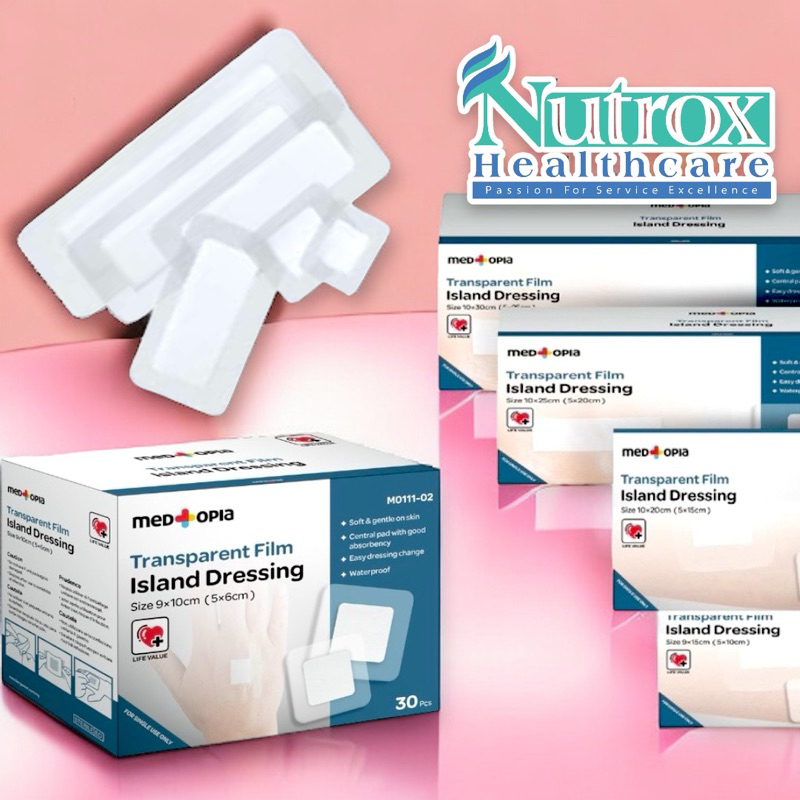 Medtopia Waterproof Transparent Island Wound Dressing – Sterile PU Film ...