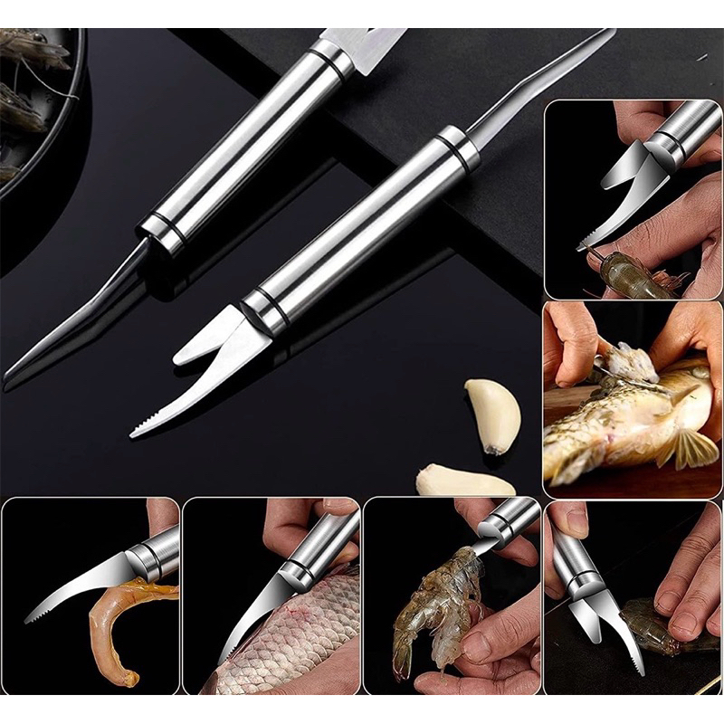 Set Coltelli Per Gamberetti Esshogo - 3 Pezzi, Per Sgusciare, Pulire E Eliminare Il Budello - Foto 4