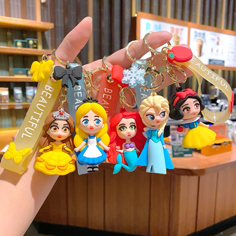 New Style Frozen Princess Key Ring Charm Keychain Female Cute Mermaid ...