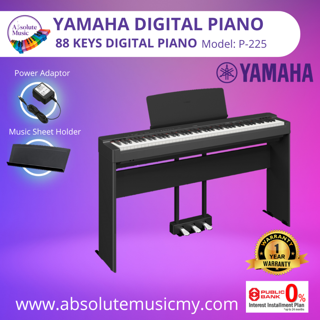 Yamaha P 225 88 Key Digital Piano Set Black Shopee Malaysia