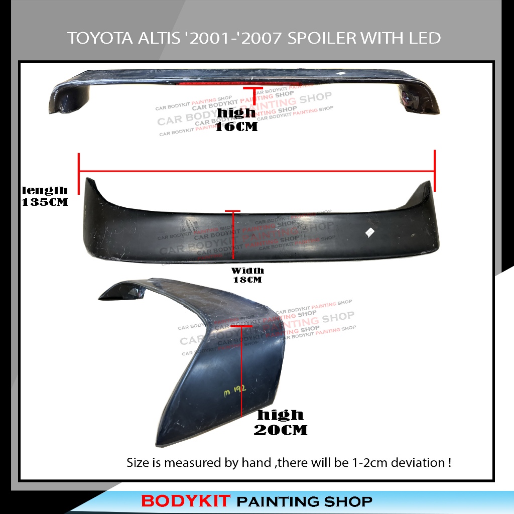 TOYOTA ALTIS 2001-2007 TRD STYLE REAR TRUNK SPOILER LIP WITH LED ...
