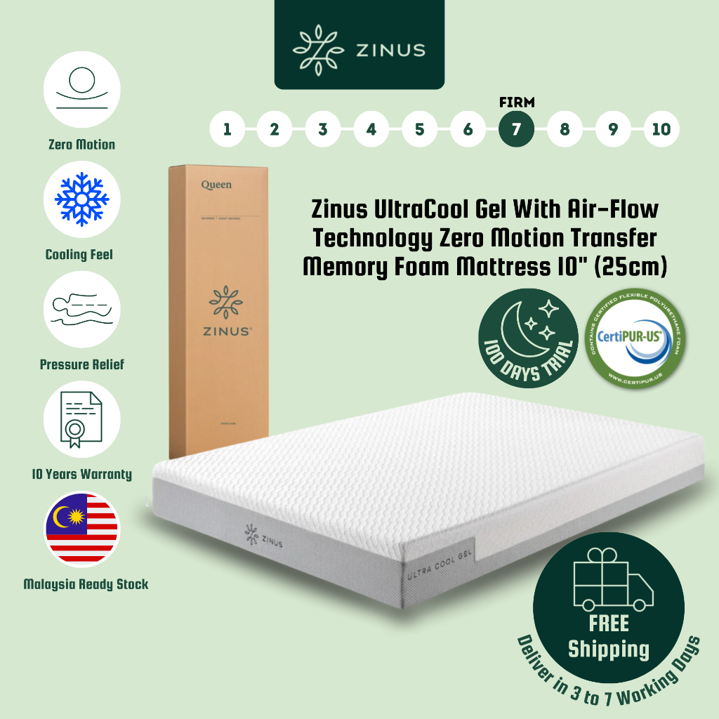 [FREE SHIPPING] Zinus Tilam 10'' UltraCool Gel Zero Motion Transfer